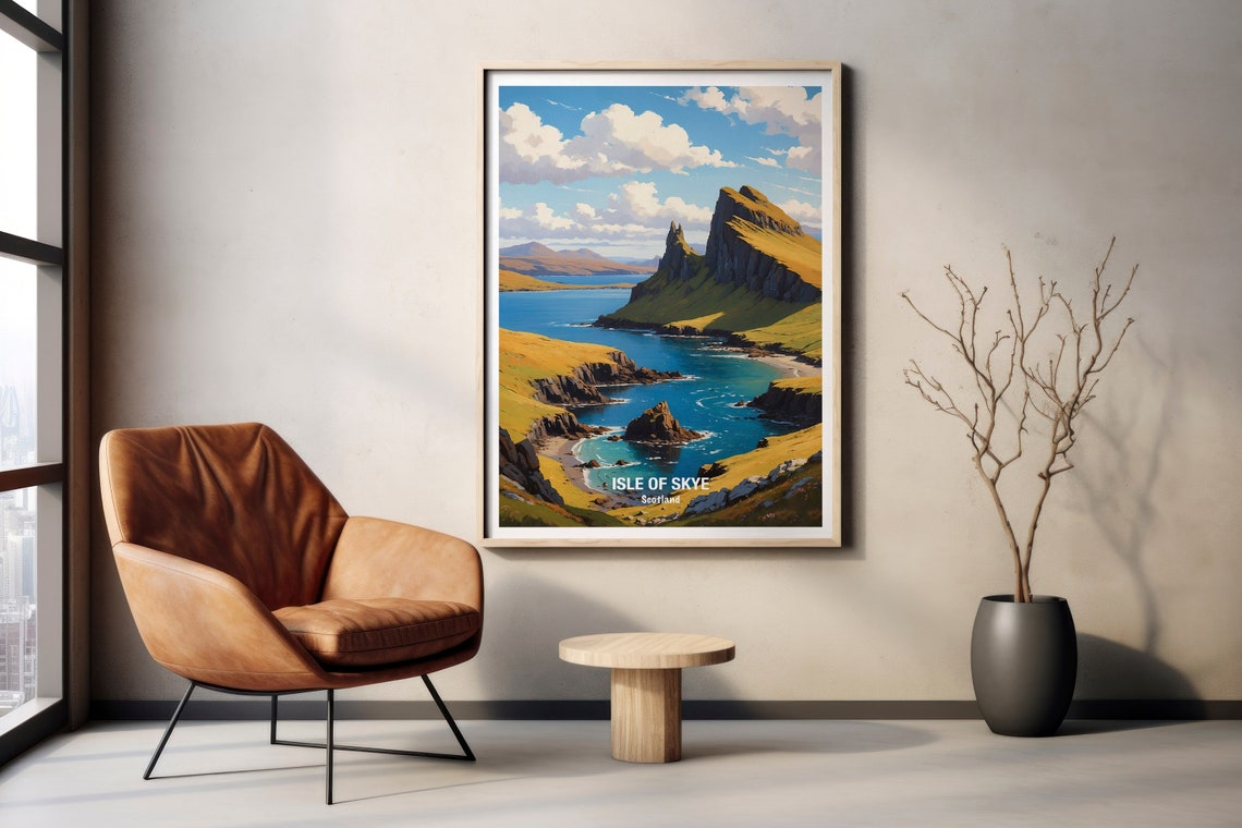 Isle of Skye Dramatic Sea Cliffs Turquoise Water Scotland Poster - Image 2