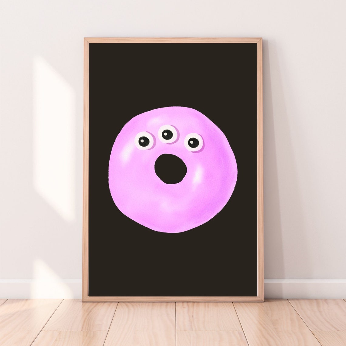 Pink Glazed Donut With Googly Eyes Halloween Party Decor Poster