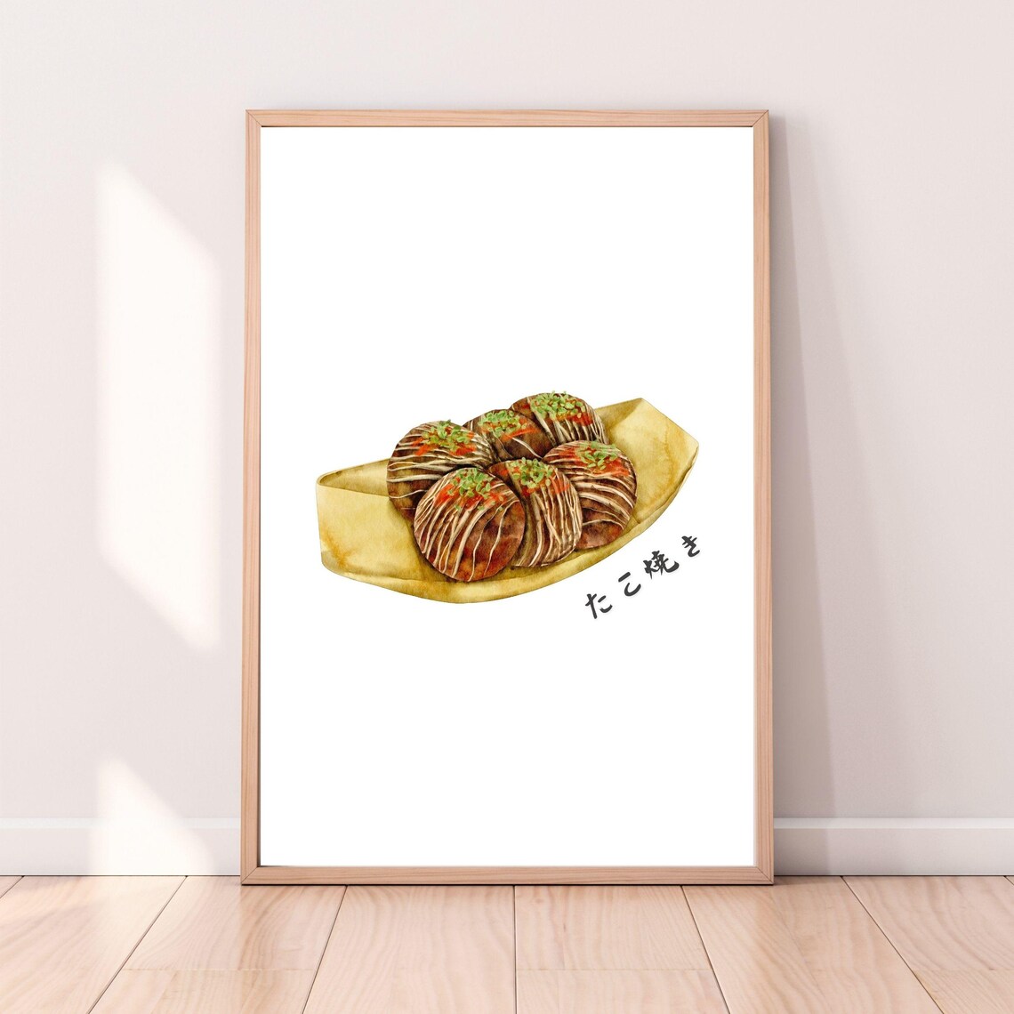 Takoyaki Octopus Balls Sauce Watercolor Japanese Street Food Poster