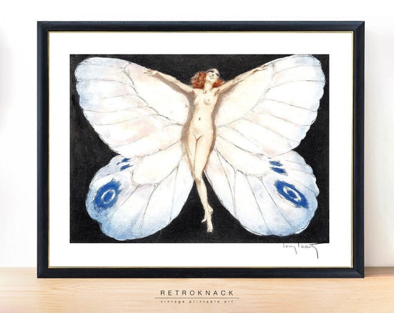 Winged Nude Woman Wall Art Art Deco Flapper 20s Louis Icarts Prints Pt12