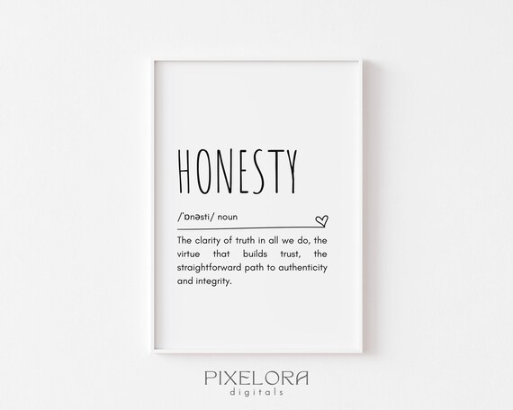 Honesty Definition Dictionary Art Print Inspirational Quote Home Decor