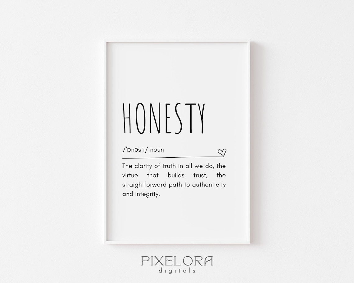 Honesty Definition Dictionary Art Print Inspirational Quote Home Decor