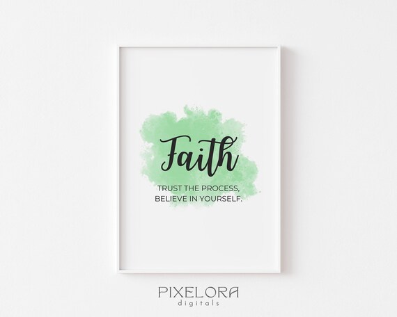 Faith Definition Inspirational Quote Poster Motivational Wall Art Personal Growth Office Decor