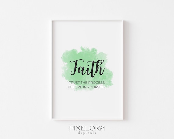 Faith Inspirational Quote Watercolor Green Motivational Gallery Poster