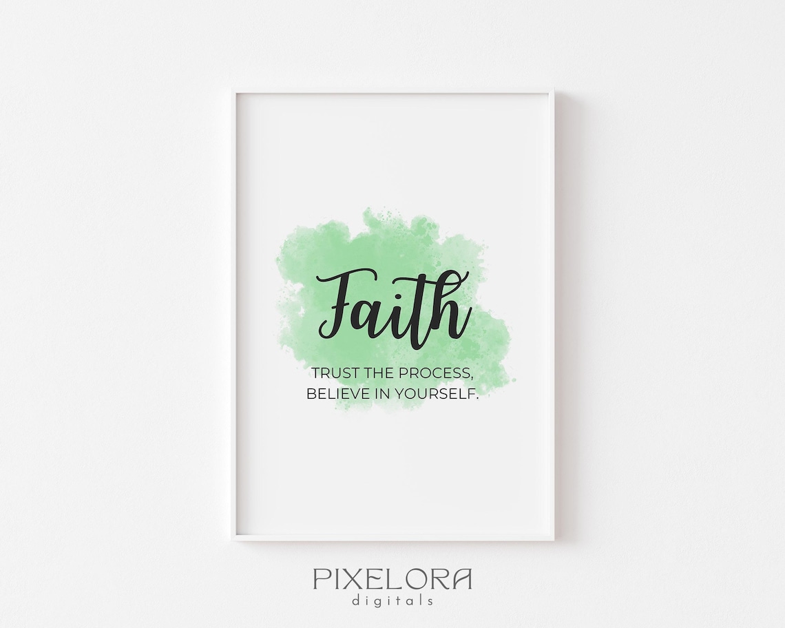 Faith Inspirational Quote Watercolor Green Motivational Gallery Poster