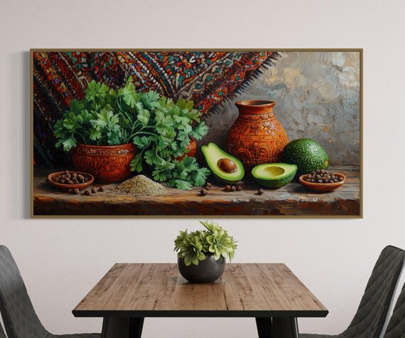 Rustic Mexican Kitchen Avocado Still Life Farmhouse Wall Art Boho Culinary Print For Living Room Or Dining Room