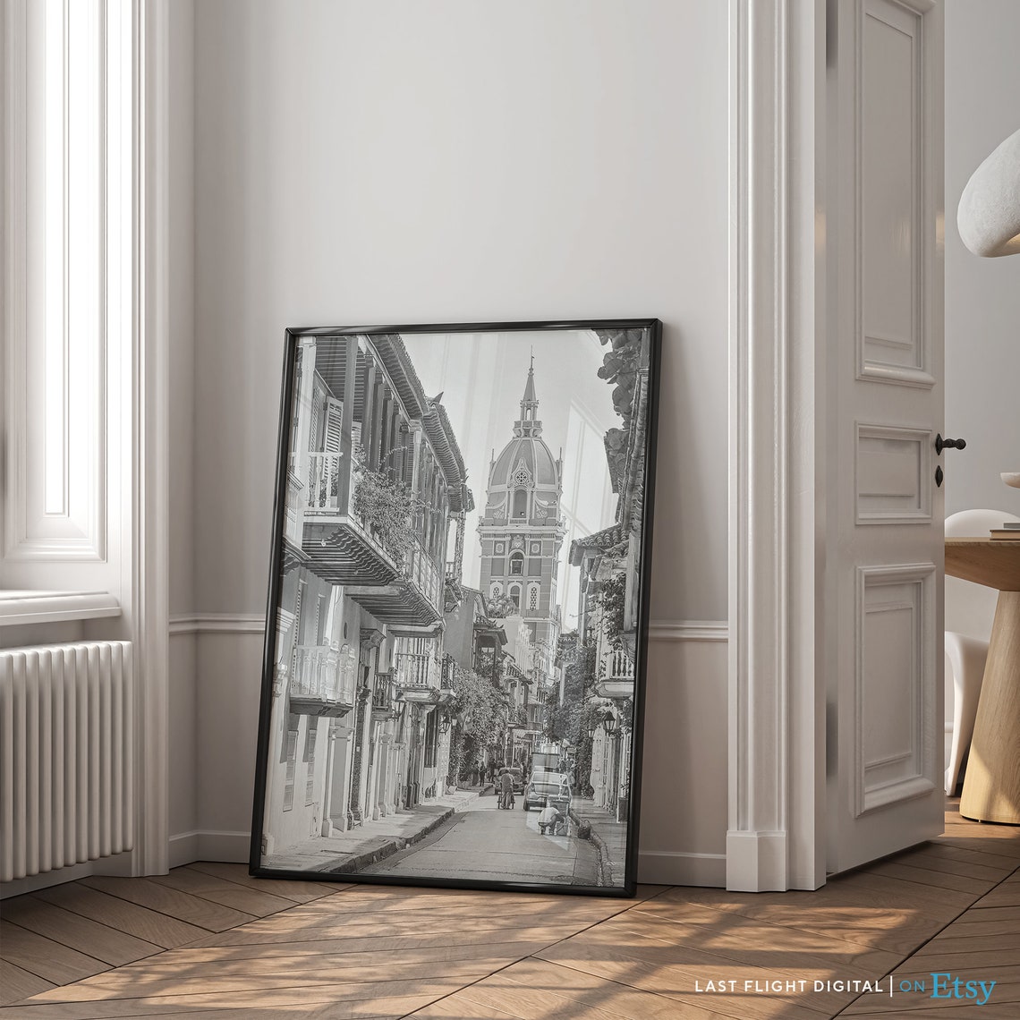 Colombia Print Cartagena Poster Cathedral Of Cartagena Colombia Poster Black White Photography South America Columbia Wall Art - Image 4