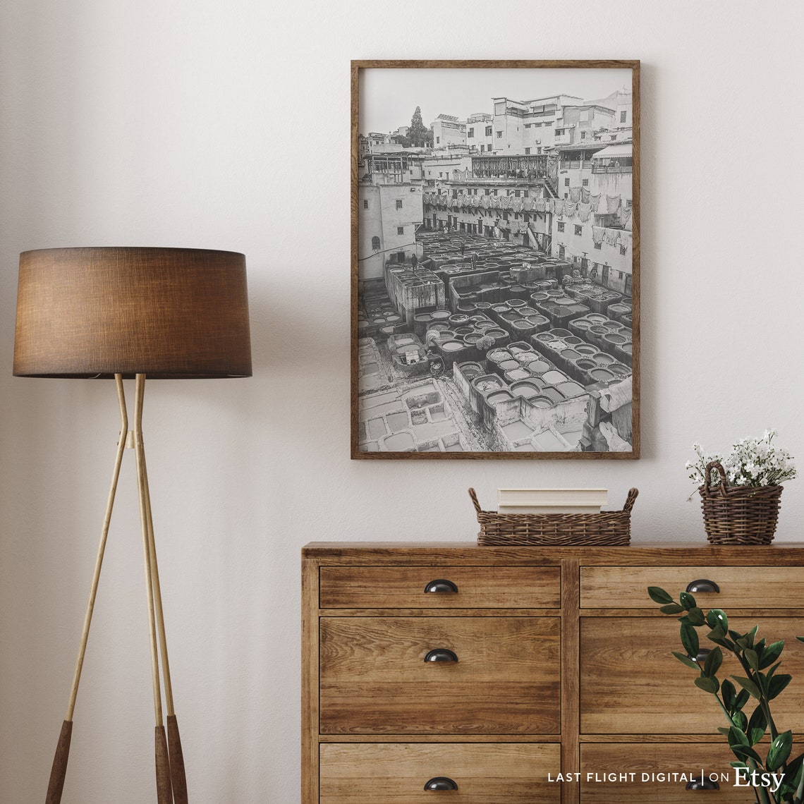 Fes Morocco Chouara Tannery Dye Pits Black And White Photo Poster - Image 3