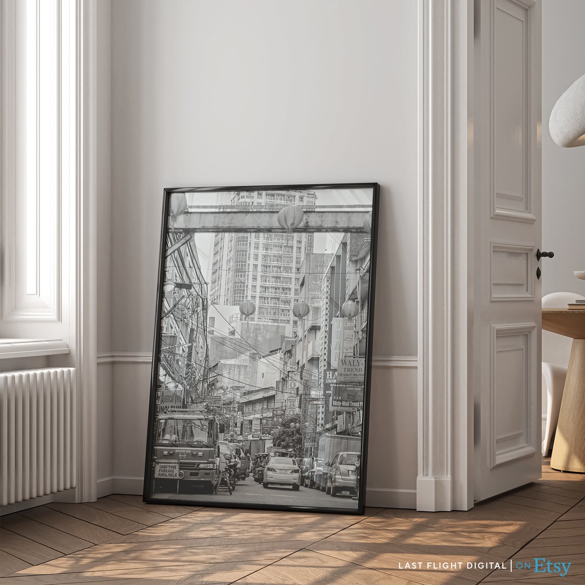 Philippines Manila Binondo Chinatown Lantern Street Black White Poster - Image 4