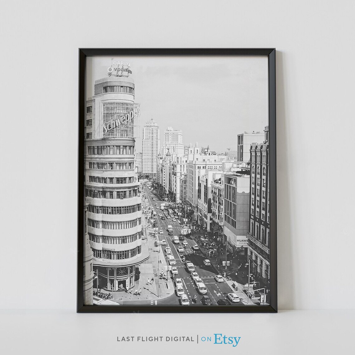 Madrid Travel Poster, Spain City Streets Cityscape