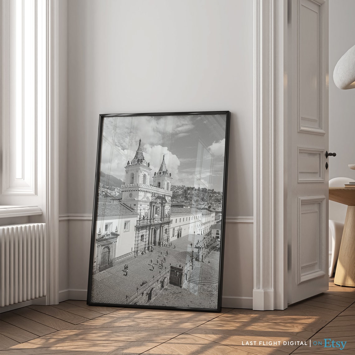 Quito Ecuador Plaza De San Francisco Church Black White Poster - Image 4