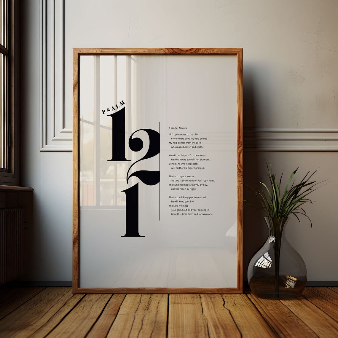 Psalm 121 I Lift Up My Eyes Stylized Numeral Full Text Bible Poster - Image 3