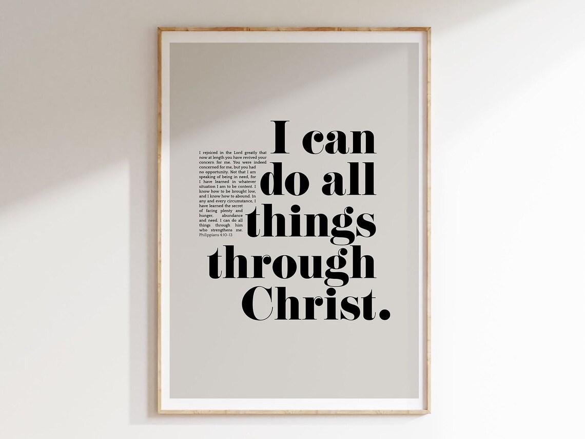 Philippians 4:13 Scripture Art Print, Christian Quote