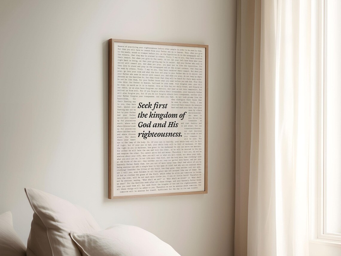 Seek First The Kingdom Of God And His Righteousness Matthew 6 Verse Poster - Image 3