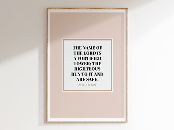 Proverbs 18 10 Bible Verse Wall Art Instant Christian Art Modern Minimalist Design Faith Quote Poster The Lord Is A Fortified Tower