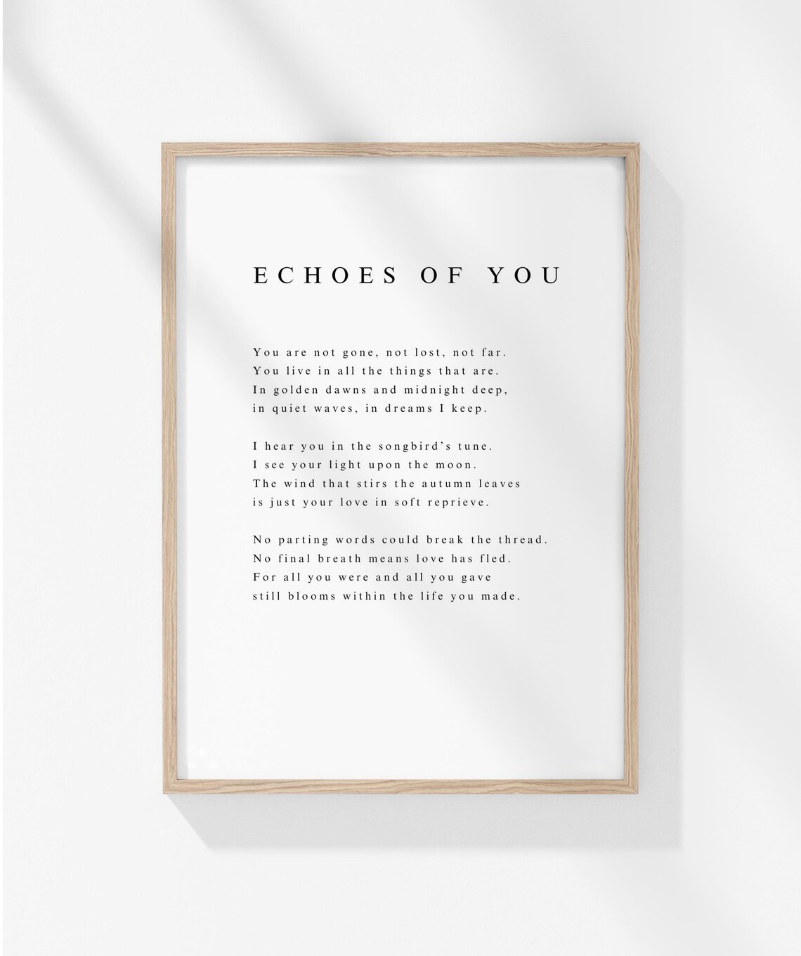 Echoes Of You Tender Grief Remembrance Poem Comfort Healing Poster - Image 3