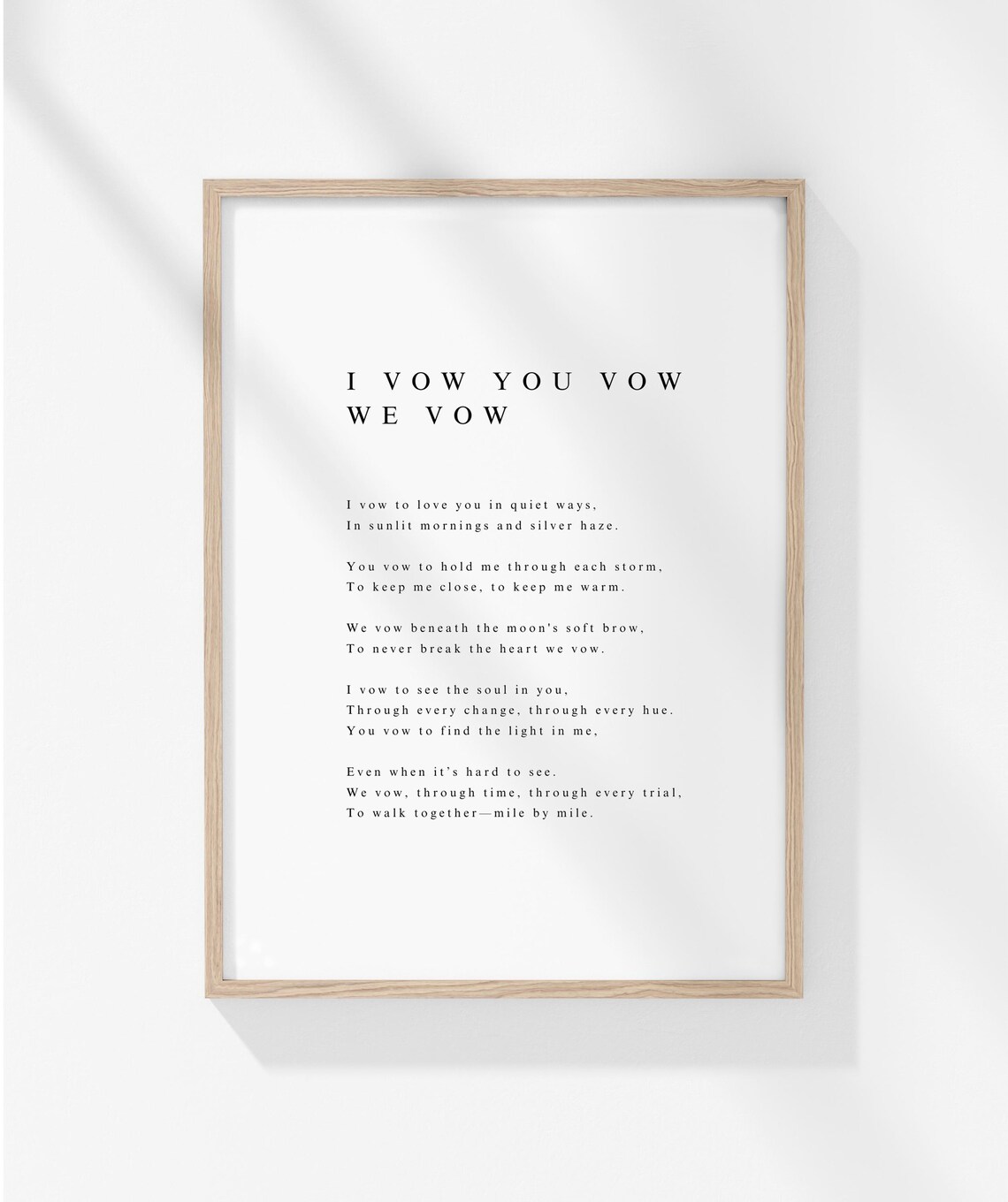 I Vow You Vow We Vow Wedding Promise Poem Minimalist Decor Poster - Image 3