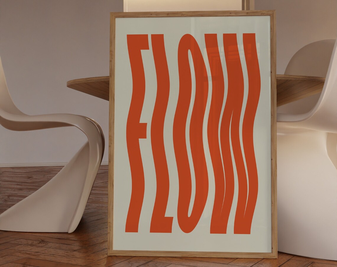 Flow Wavy Print Retro Typography Art Print
