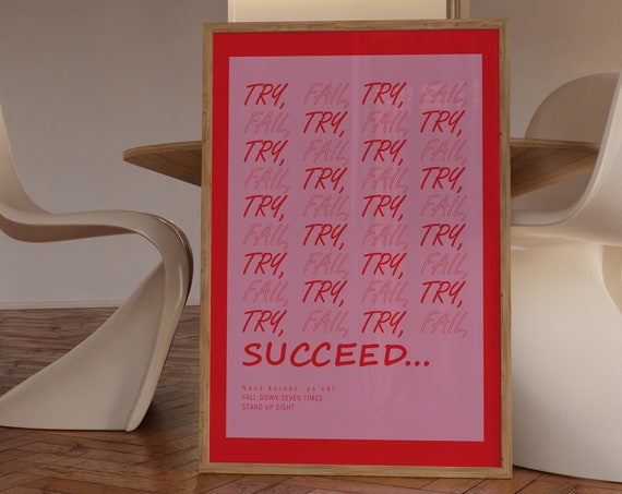 Daily Affirmations Sign Positive Affirmation Red And Pink Wall Art Trendy Retro Modern Room Decor Large Art
