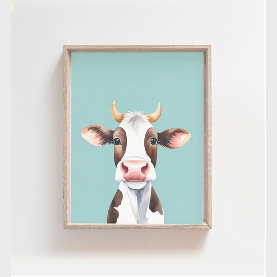 Cow Print Nursery Farm Animal Wall Art Large Poster Farmhouse Decor Modern Minimalist Cute Nursery Print Gender Neutral Art Elegant