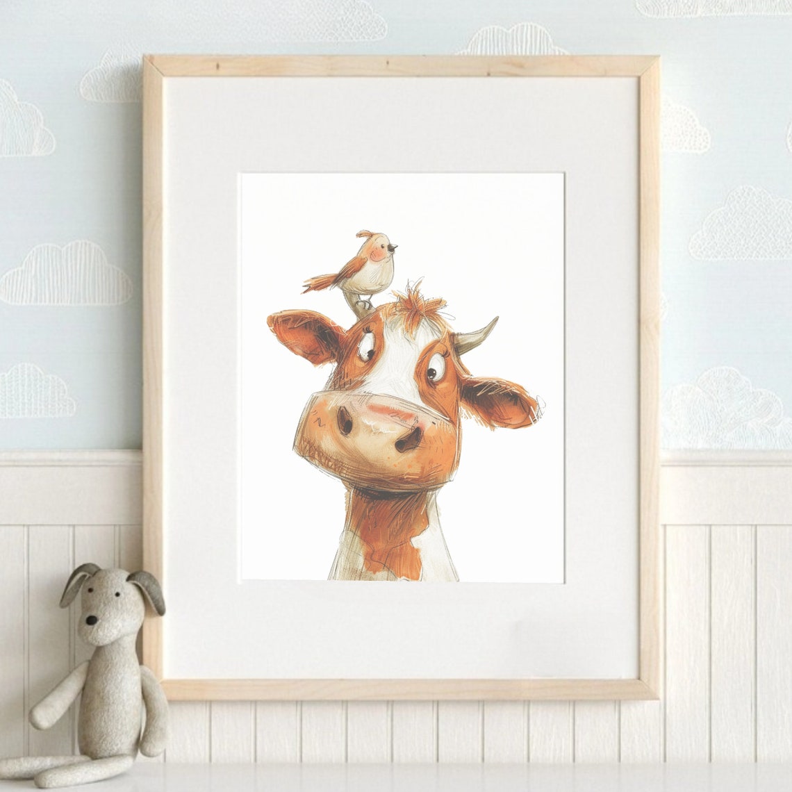 Cow Poster Farm Animal Prints Watercolor Art Farm Nursery Decor Animal Art Animals Wall Art Nursery Wall Art Farm Decor Cow Print - Image 2