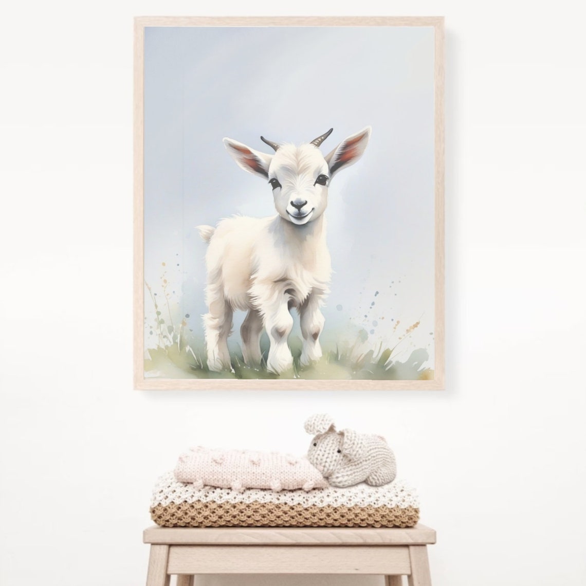 Baby Donkey With Flower Crown Watercolor Nursery Wall Poster - Image 2