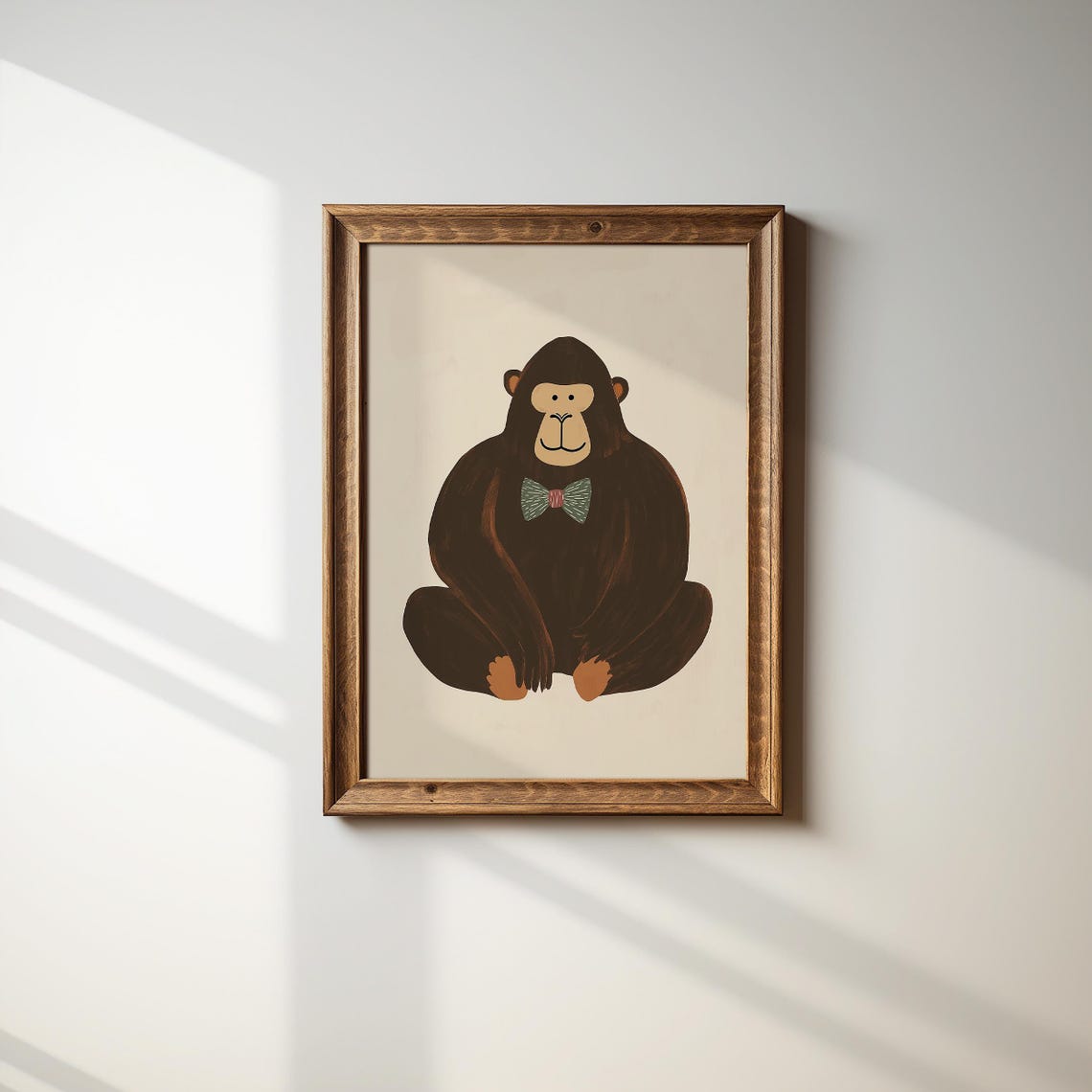 Charming Gorilla With Green Bow Tie Nursery Kids Animal Wall Art
