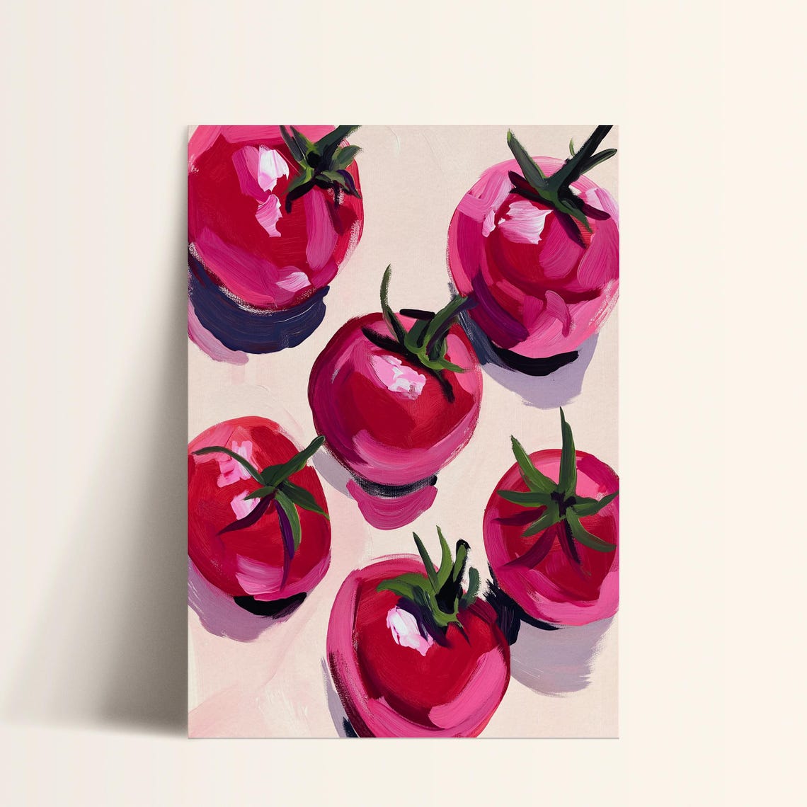 Ripe Red Tomatoes Overhead Painterly Still Life Kitchen Wall Poster - Image 2