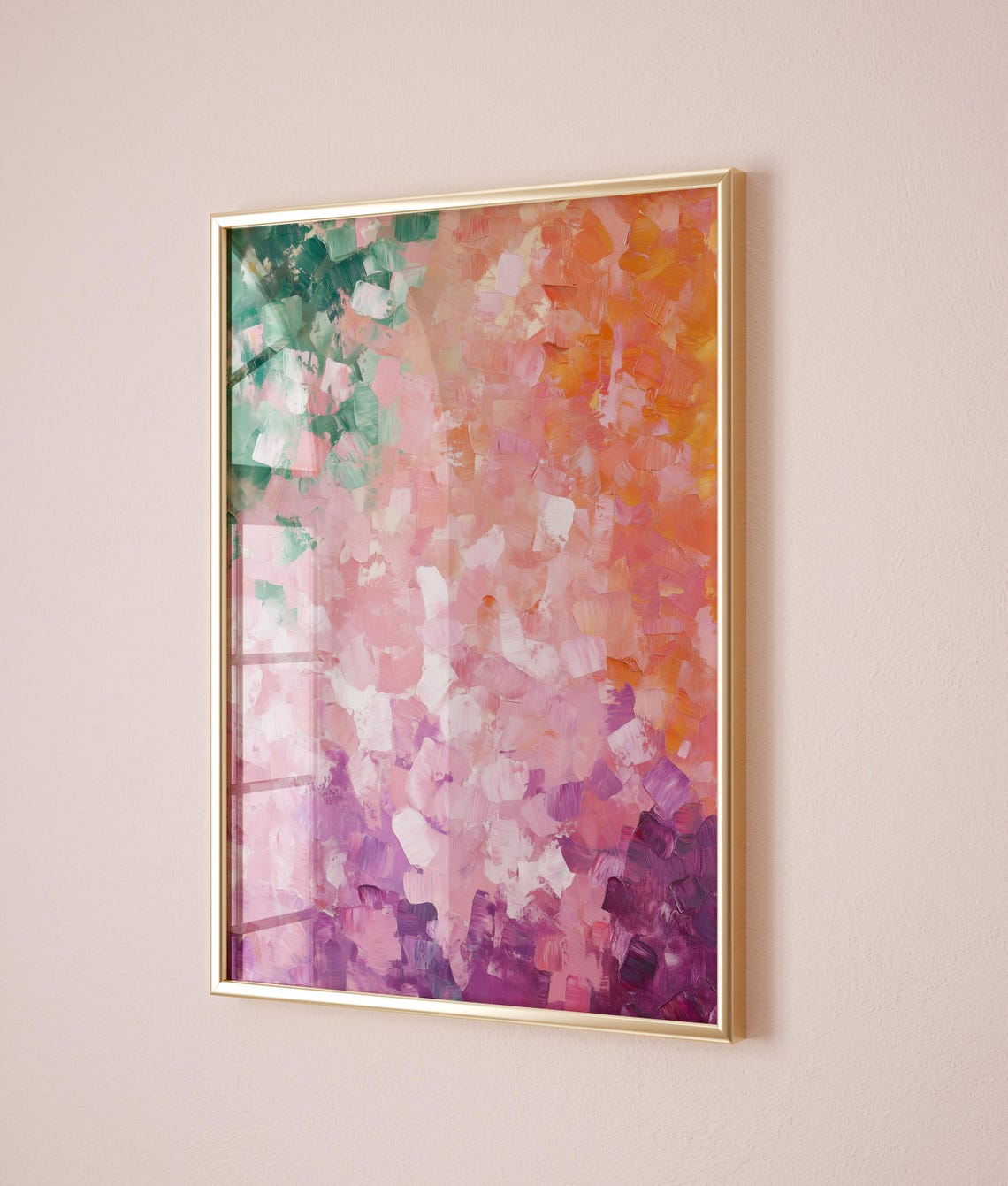 Pink Green Purple Gradient Abstract Textured Blossom Field Poster