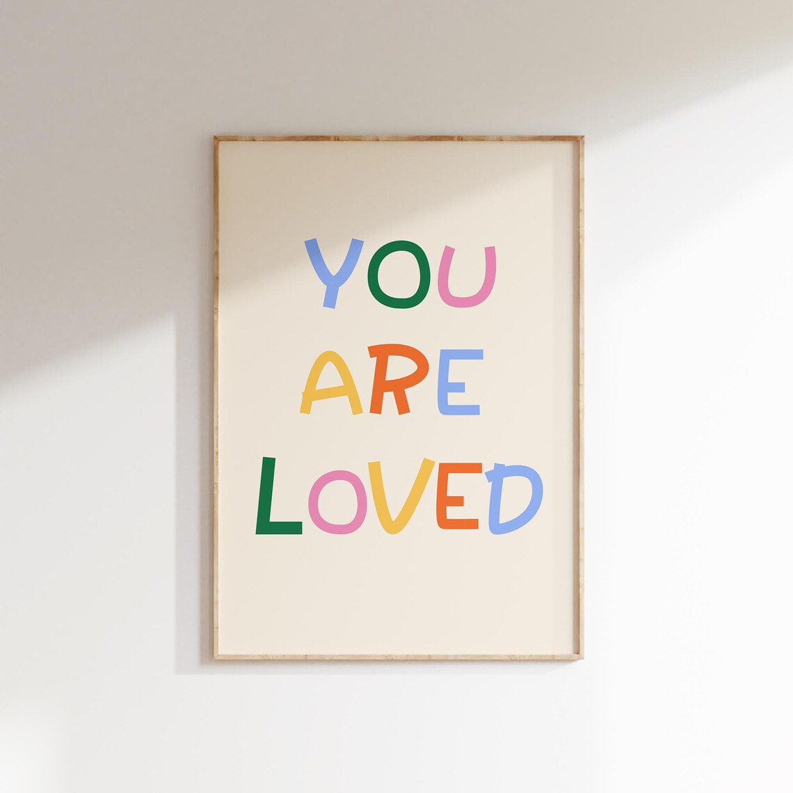 You Are Loved Colorful Hand Lettered Kids Room Nursery Poster