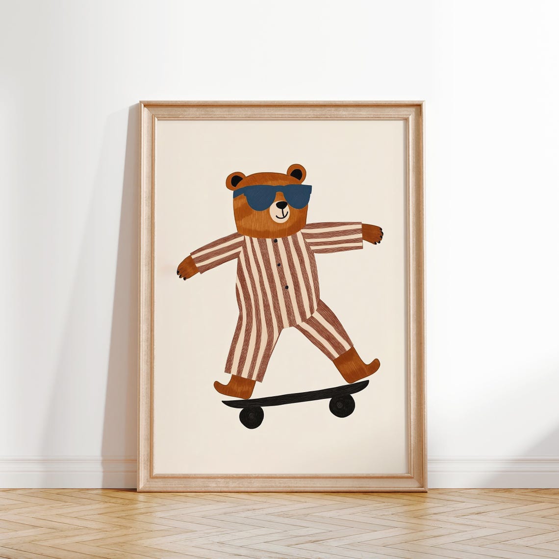 Cool Bear with Sunglasses Riding Skateboard Nursery Wall Art - Image 3