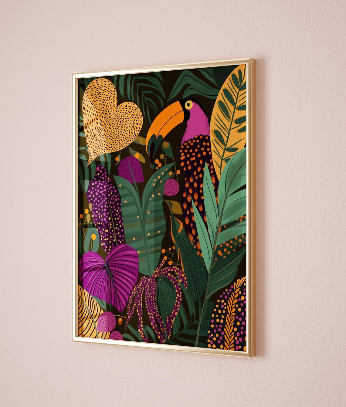 Tropical Toucan Jungle Palm Leaf Modern Exotic Botanical Wall Poster - Image 3