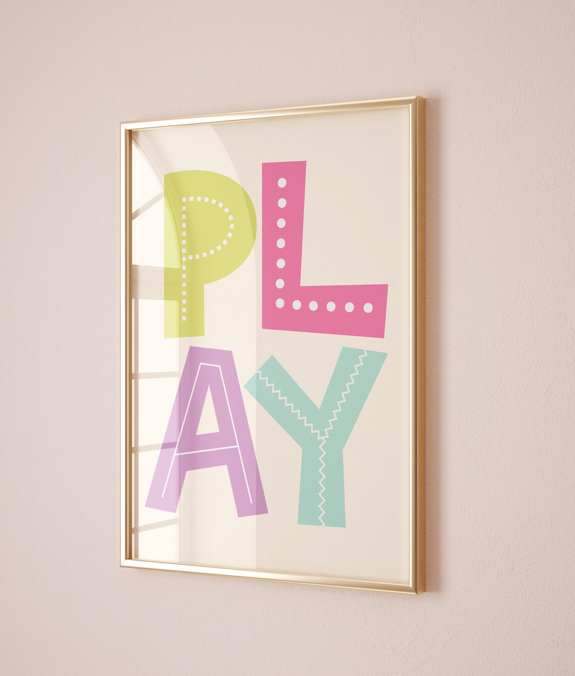 Play Colorful Dotted Block Letters Cheerful Playroom Nursery Poster - Image 2