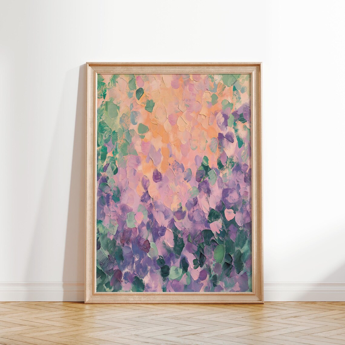 Pastel Pink Green Purple Abstract Textured Framed Art Poster - Image 2