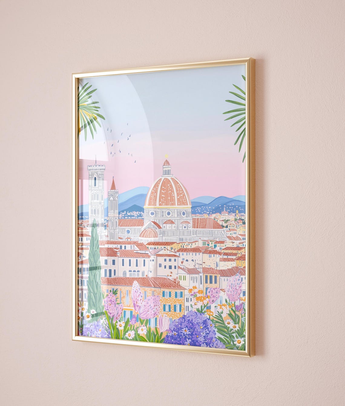 Florence Italy Duomo Cathedral Spring Flowers Cityscape Poster - Image 3