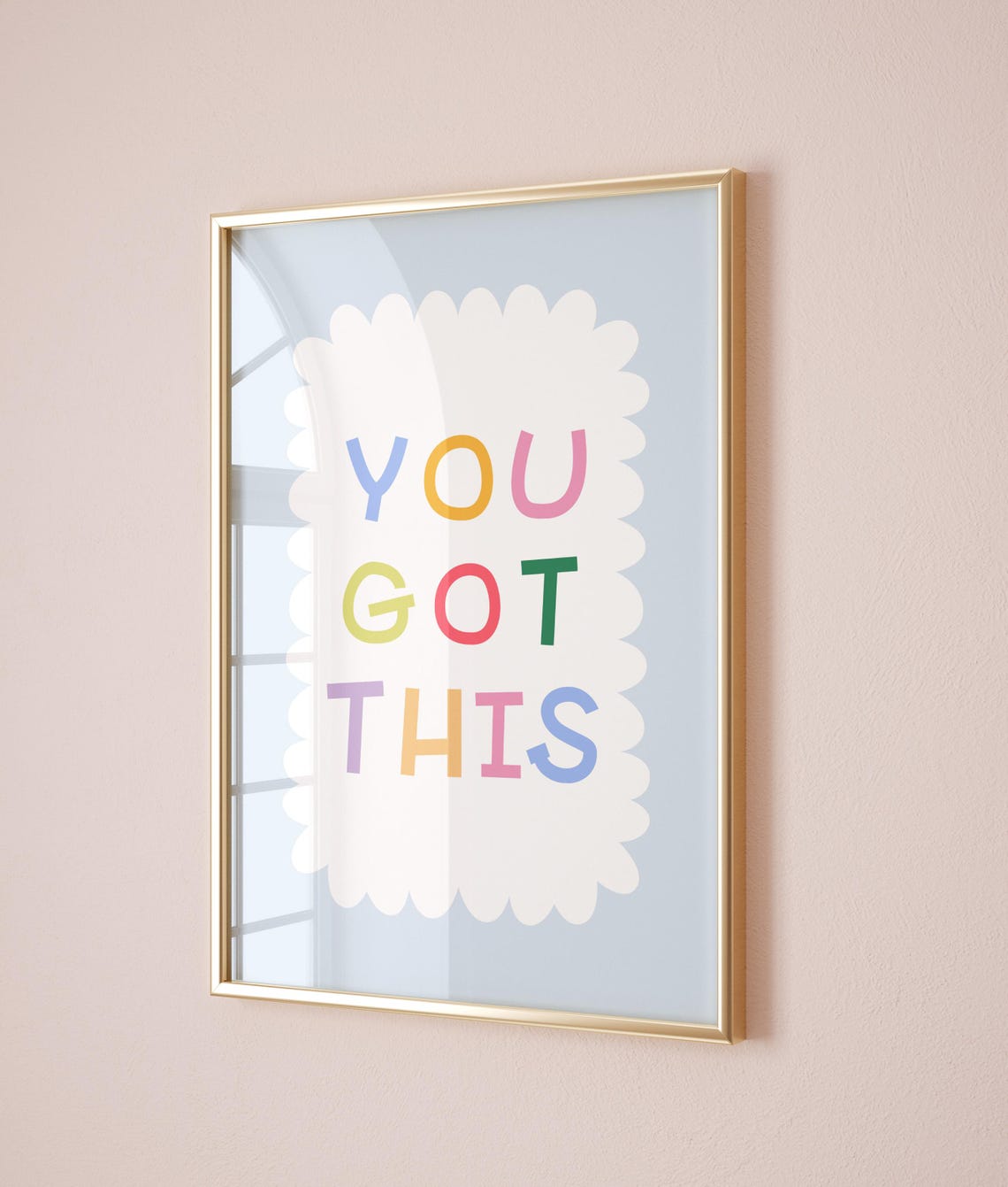 You Got This Rainbow Letters Scalloped Cloud Cheerful Nursery Poster - Image 2