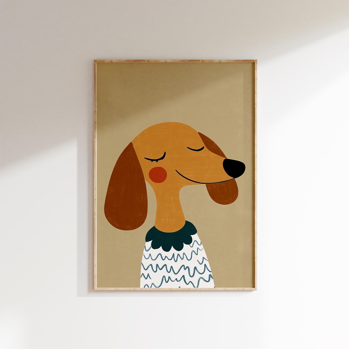 Sweet Dachshund Profile In Wavy Dress Nursery Kids Animal Poster