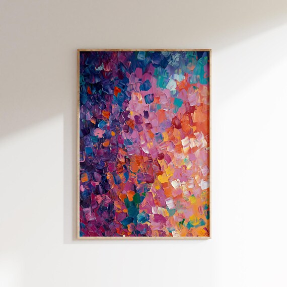 Maximalist Abstract Print Modern Vibrant Wall Art Bold Colorful Art For Living Room Textured Contemporary Decor Eclectic Design