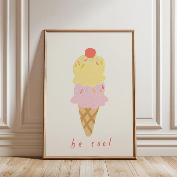 Ice Cream Print Playful Kids Wall Art Cute Summer Decor Fun Nursery Poster Colorful Food Illustration Whimsical Artwork Playroom