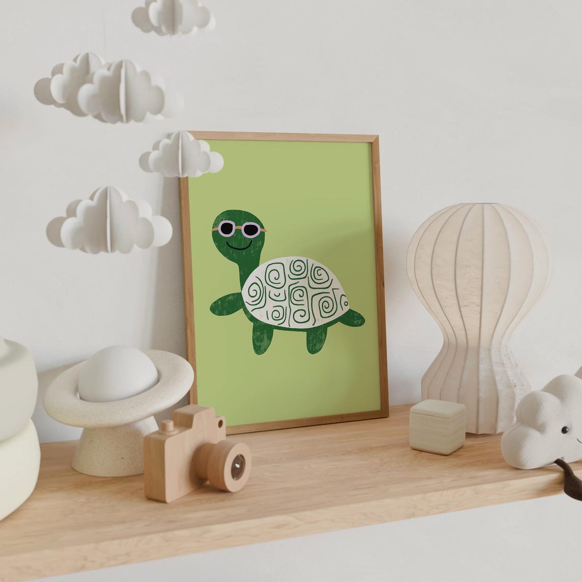 Cool Turtle In Sunglasses Green Nursery Kids Room Art Poster - Image 6