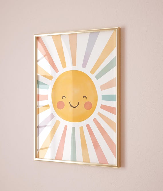 Cute Sunshine Wall Art Nursery Sun Poster Kids Room Decor Playroom Sun Print Gender Neutral Wall Art Toddler Room Decor