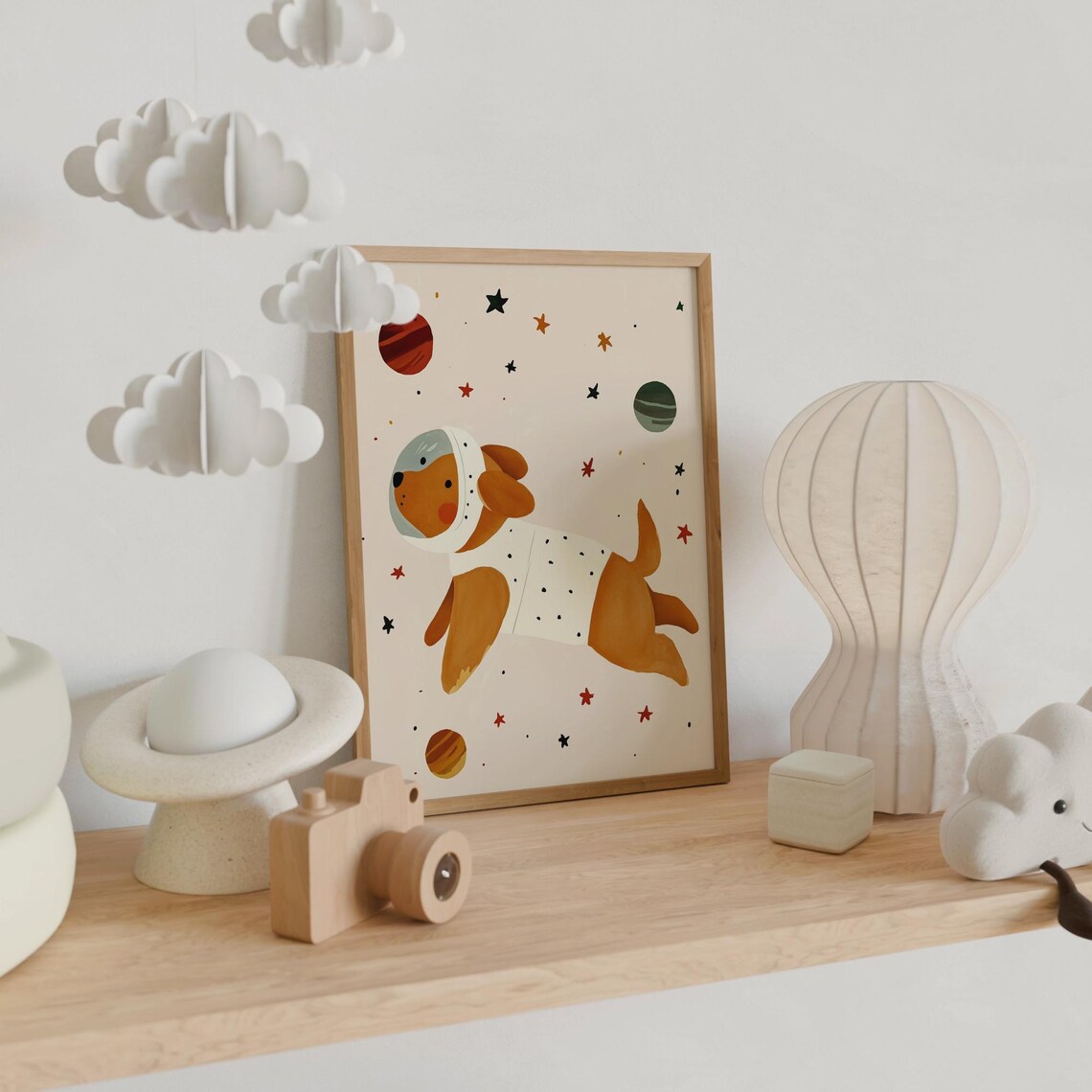 Astronaut Dog Floating In Space Among Planets Kids Nursery Animal Poster - Image 3