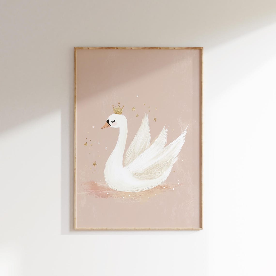 Elegant Swan Wall Art Pink Girls Room Decor Baby Nursery Print Princess Swan Poster Whimsical Animal Art Baby Girl Bedroom Wall Art - Image 2
