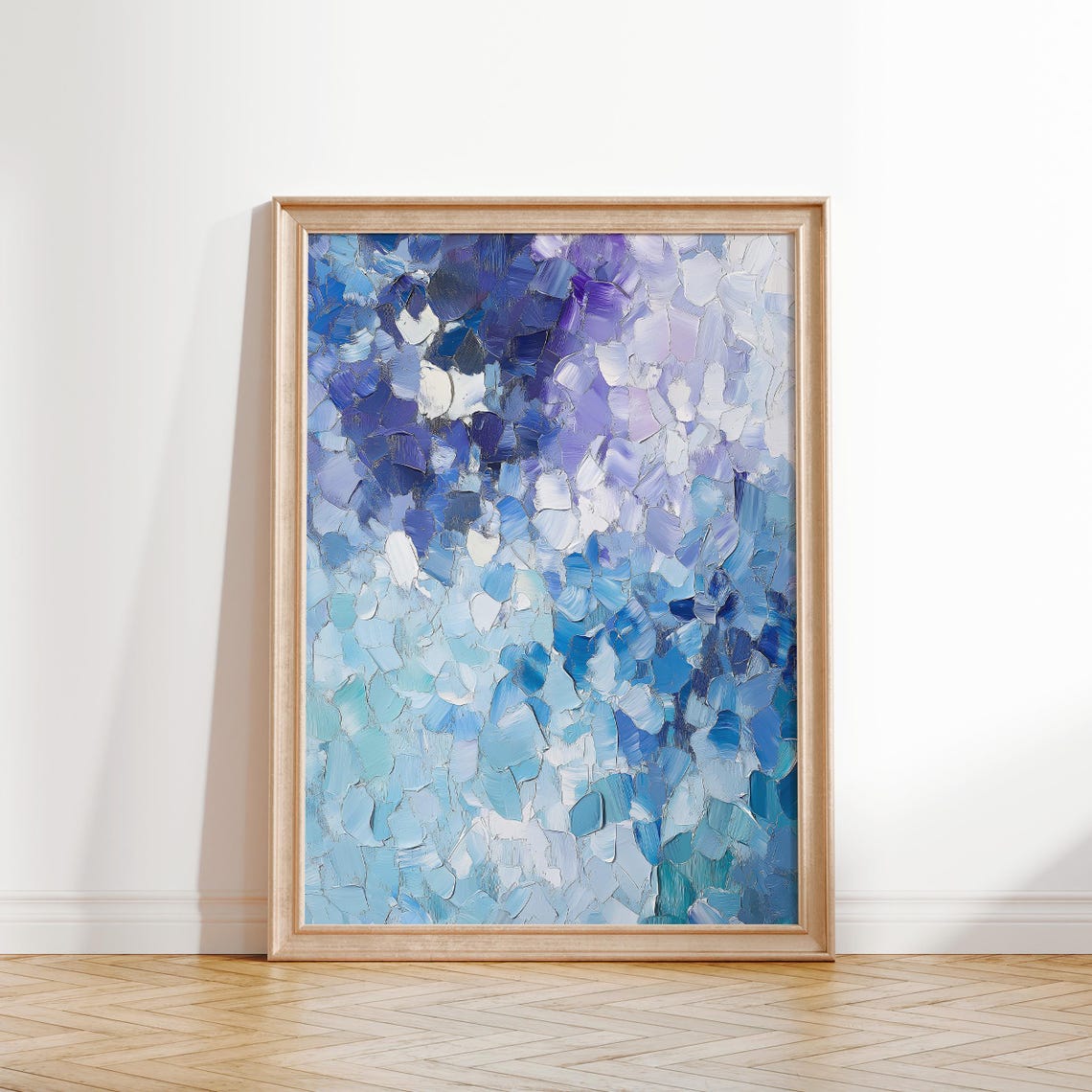 Deep Blue Indigo Ocean Abstract Textured Impasto Wall Poster - Image 2