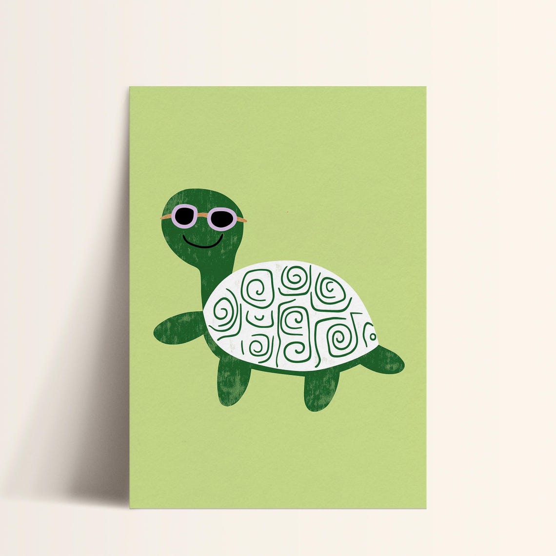 Cool Turtle In Sunglasses Green Nursery Kids Room Art Poster - Image 4