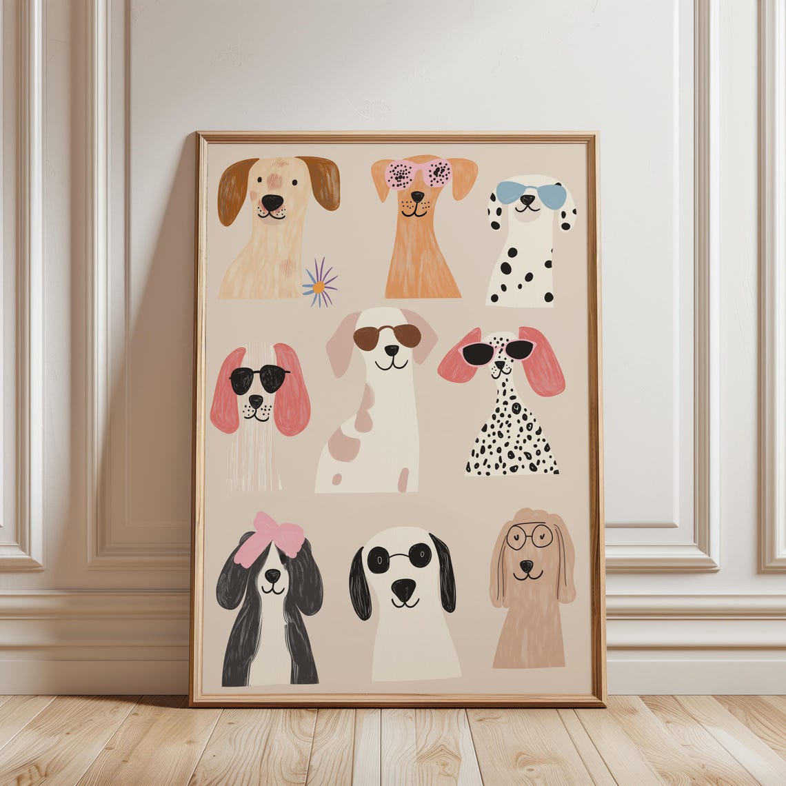 Stylish Dog Print Playful Puppy Illustration Cute Dog Poster Kids Room Wall Art Nursery Animal Decor Pet Lover Gift Modern Dog Art