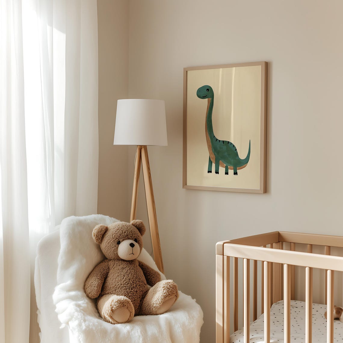 Green Long Neck Sauropod Dinosaur Boys Room Nursery Kids Poster - Image 3
