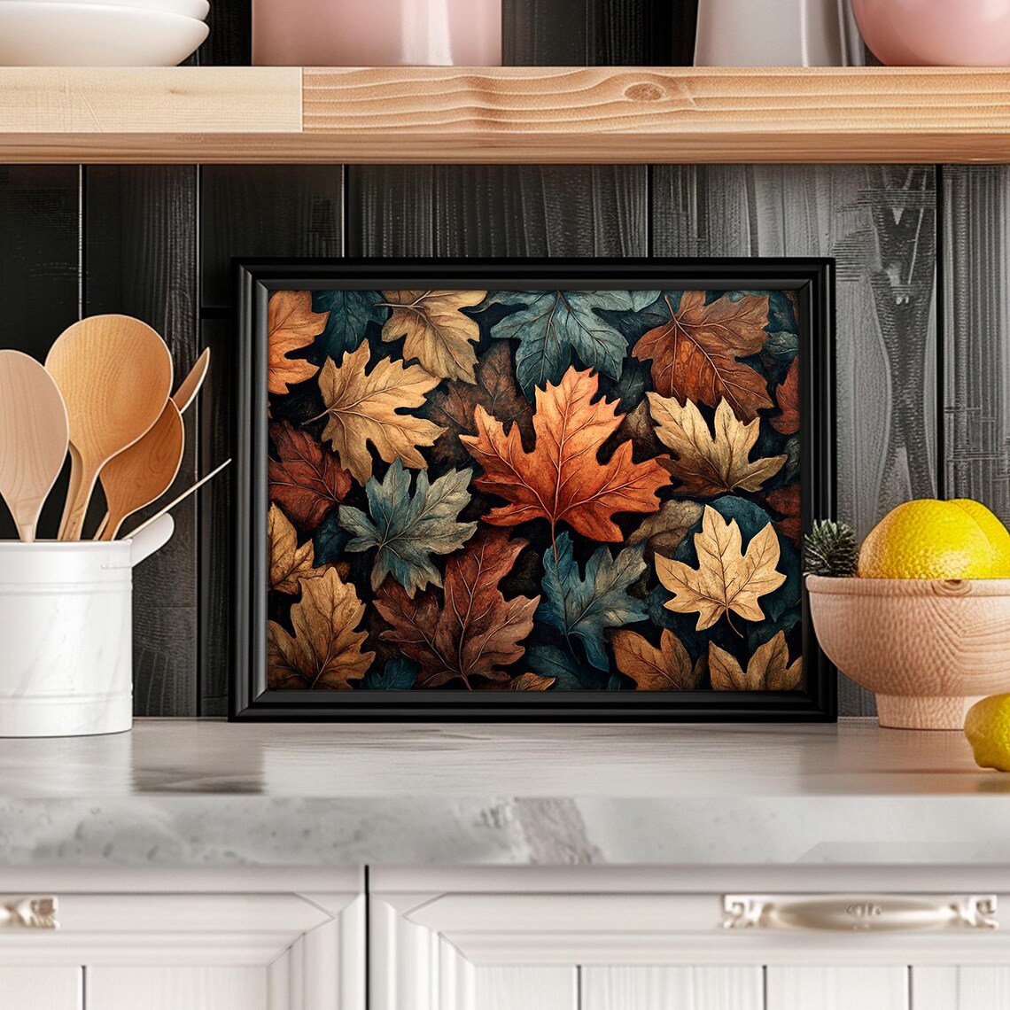Vintage Autumn Leaves Botanical Pattern Maple Oak Fall Foliage Art Poster - Image 4