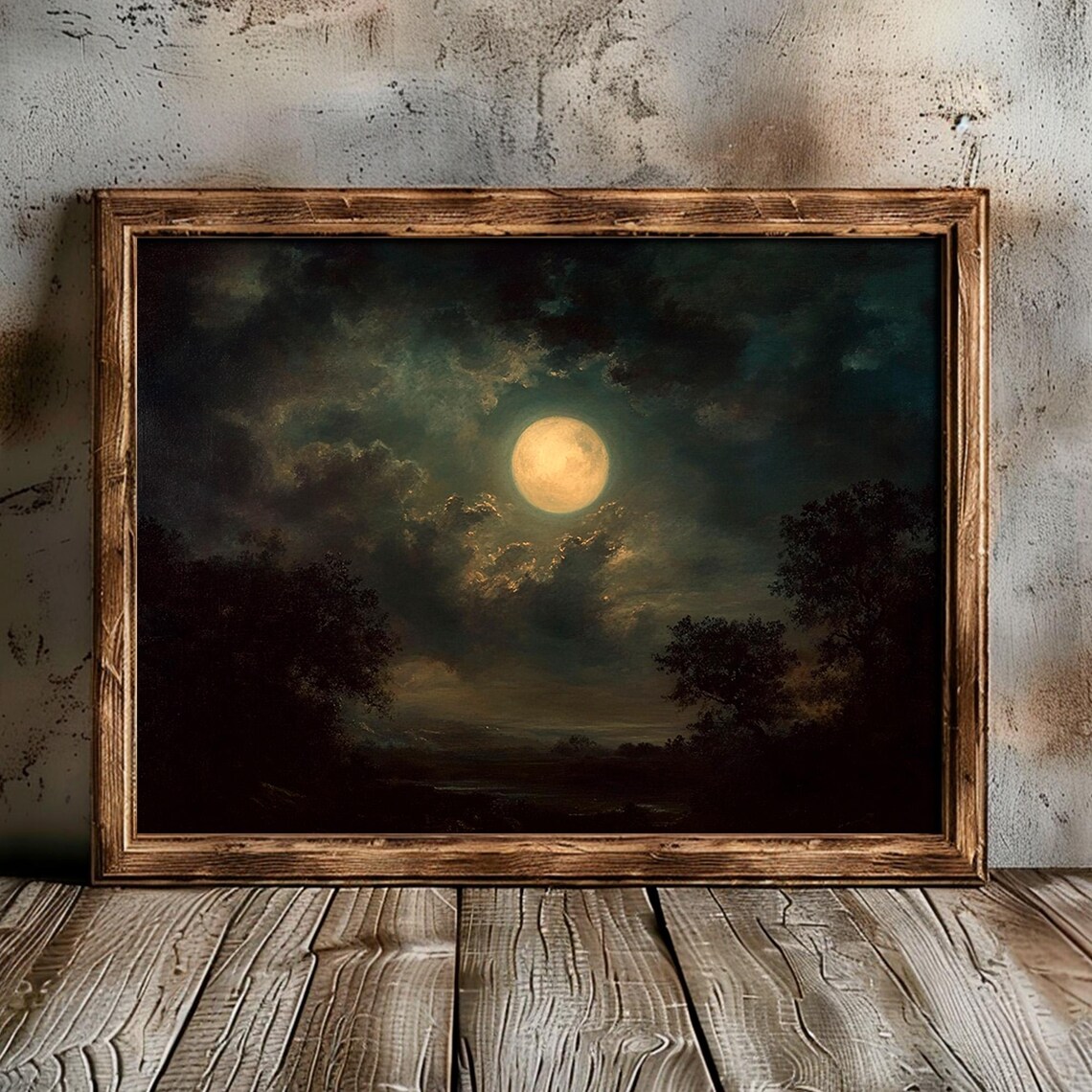 Vintage Full Moon Night Sky Art Print, Dark Academia - Image 2