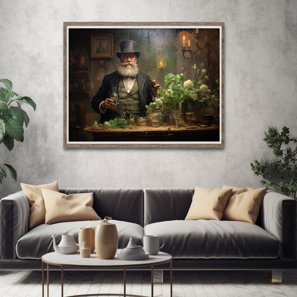Victorian Gentleman Top Hat Pub Table Shamrocks Moody Irish Poster - Image 3
